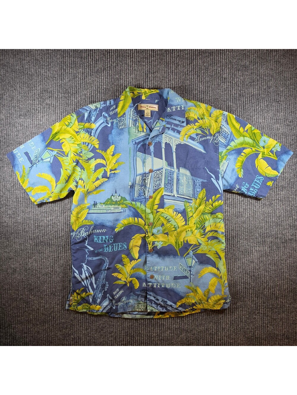 Tommy Bahama King of the Blues 100% Silk Hawaiian Shirt Men’s Small Tropical